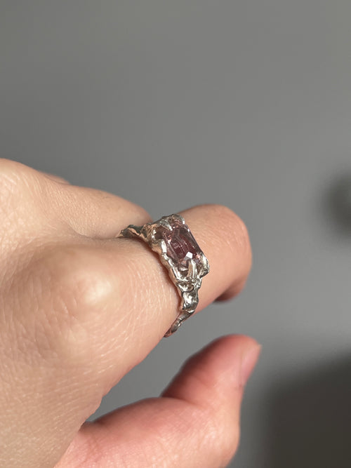 Pink Garnet Ring - Pink/Silver