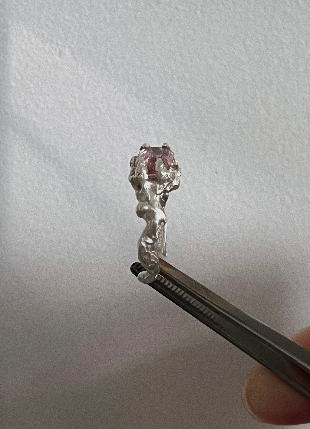Pink Garnet Ring - Pink/Silver