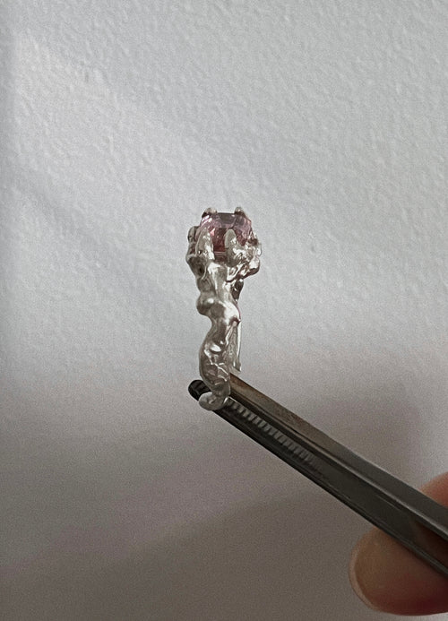 Pink Garnet Ring - Pink/Silver
