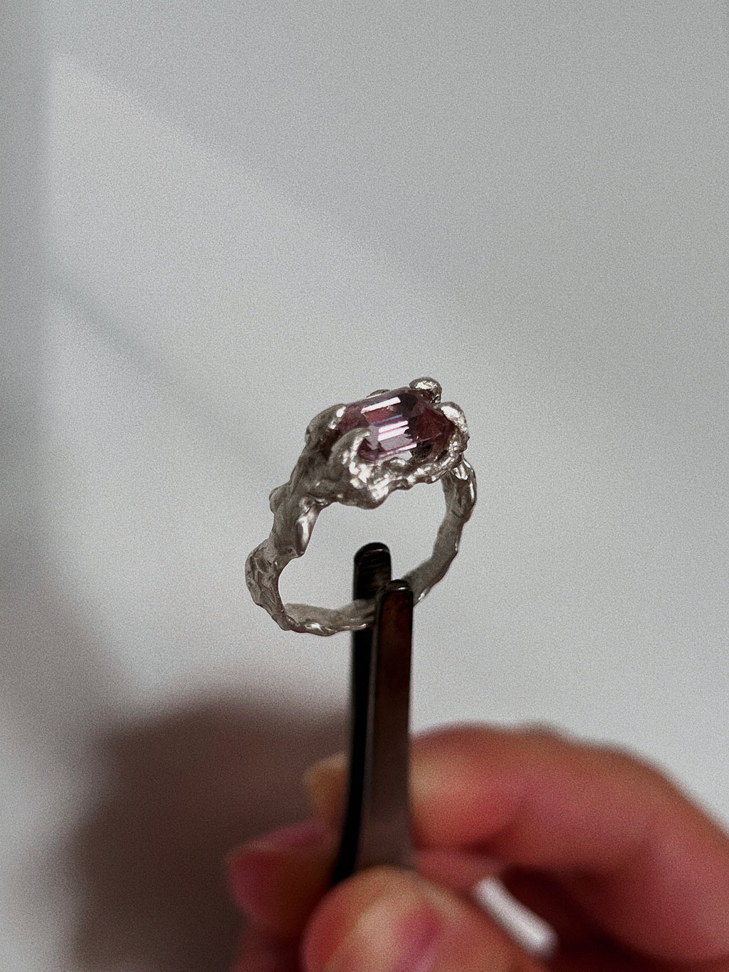 Pink Garnet Ring - Pink/Silver