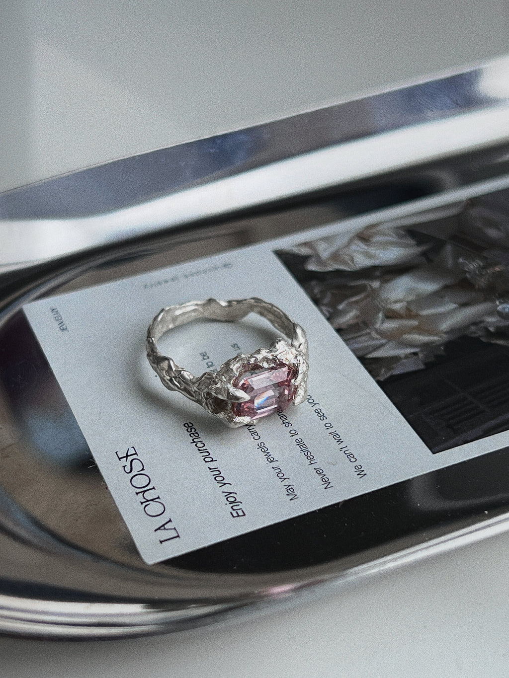 Pink Garnet Ring - Pink/Silver