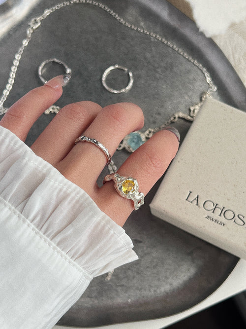 Yellow sapphire ring - Yellow/Silver