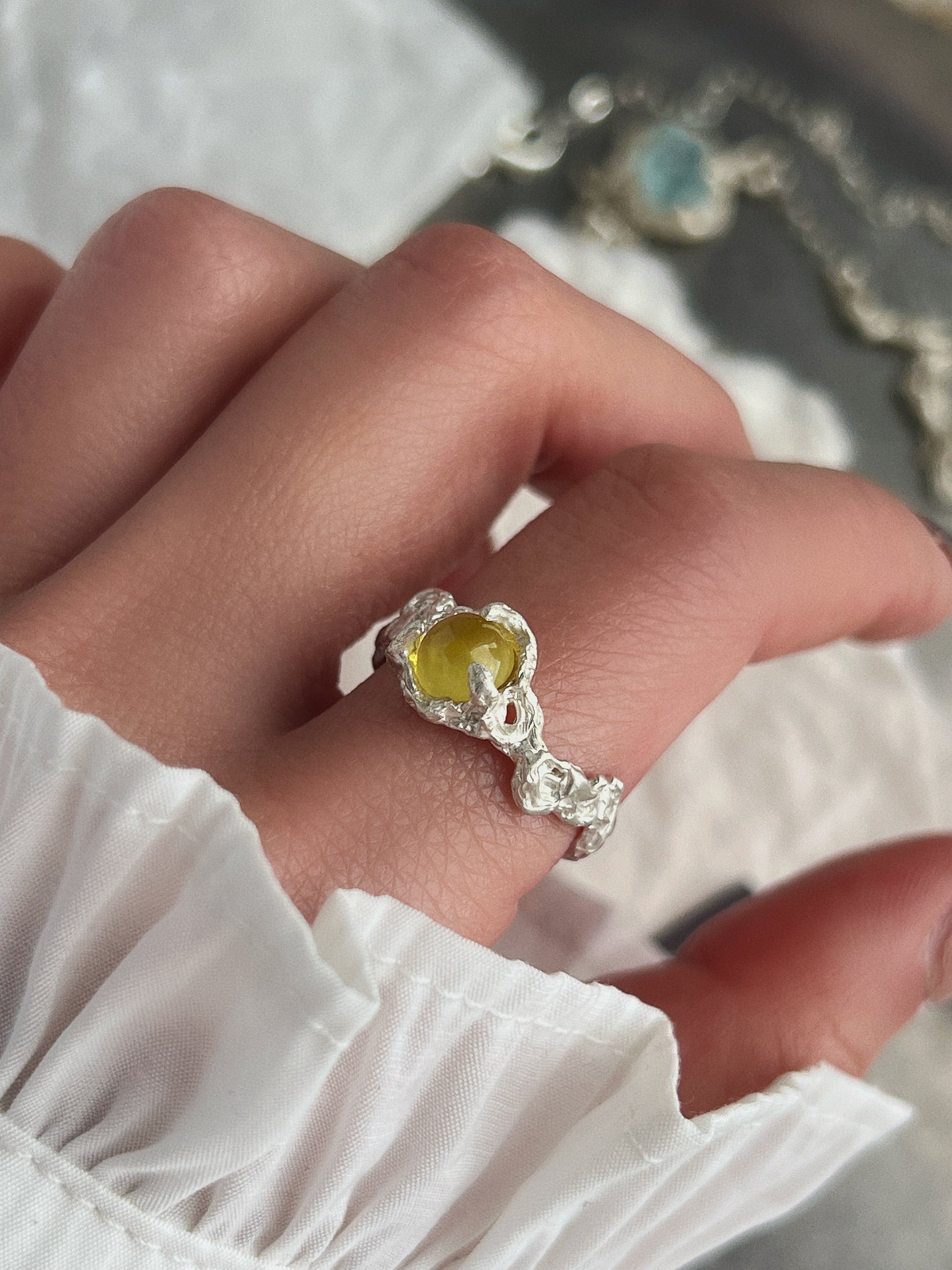 yellow zircon ring - Yellow/silver