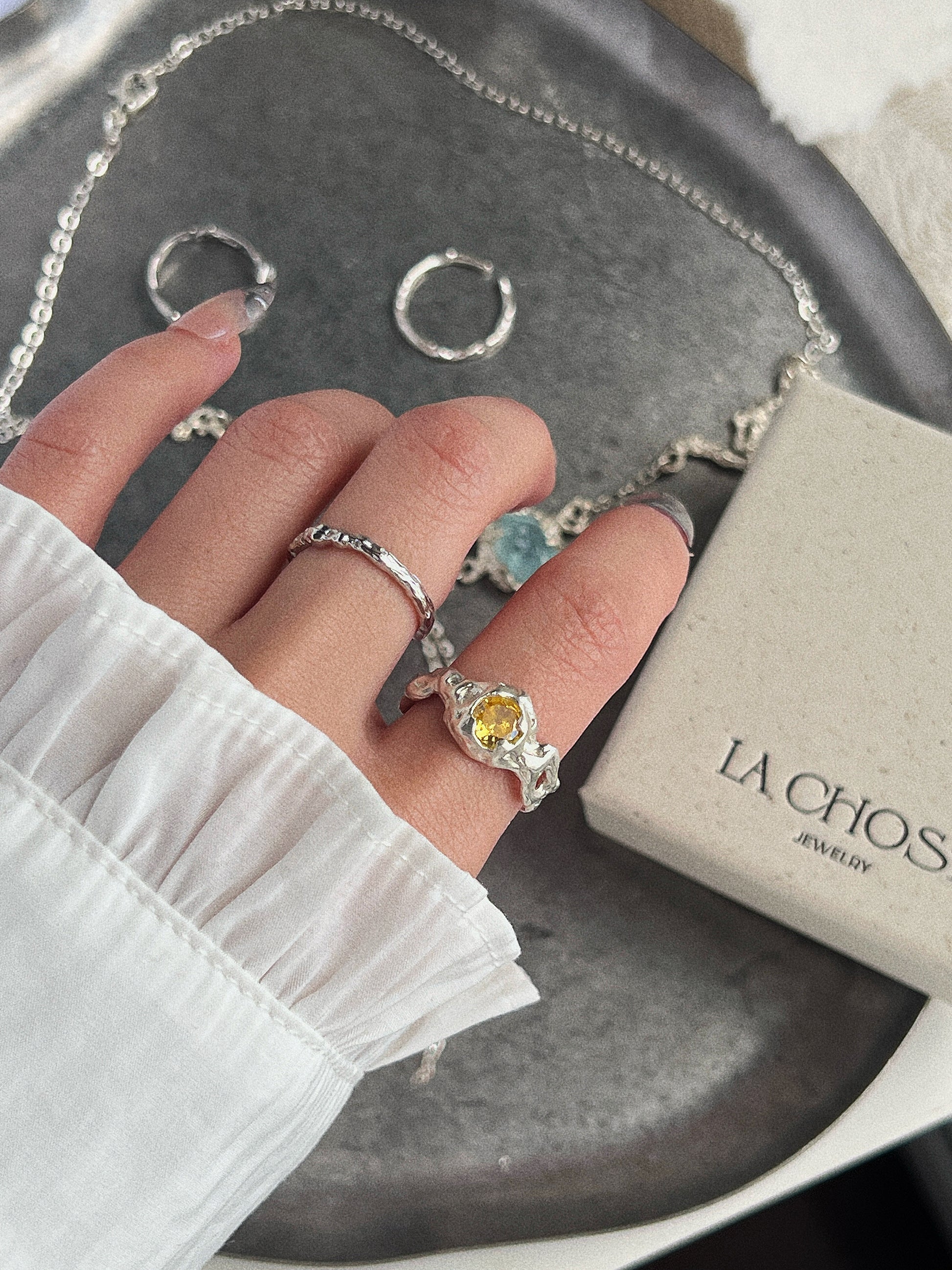 Yellow sapphire ring - Yellow/Silver
