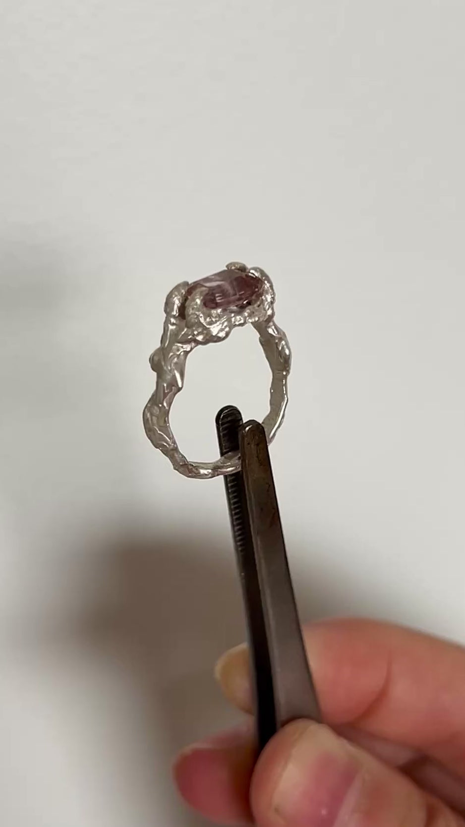 Pink Garnet Ring - Pink/Silver